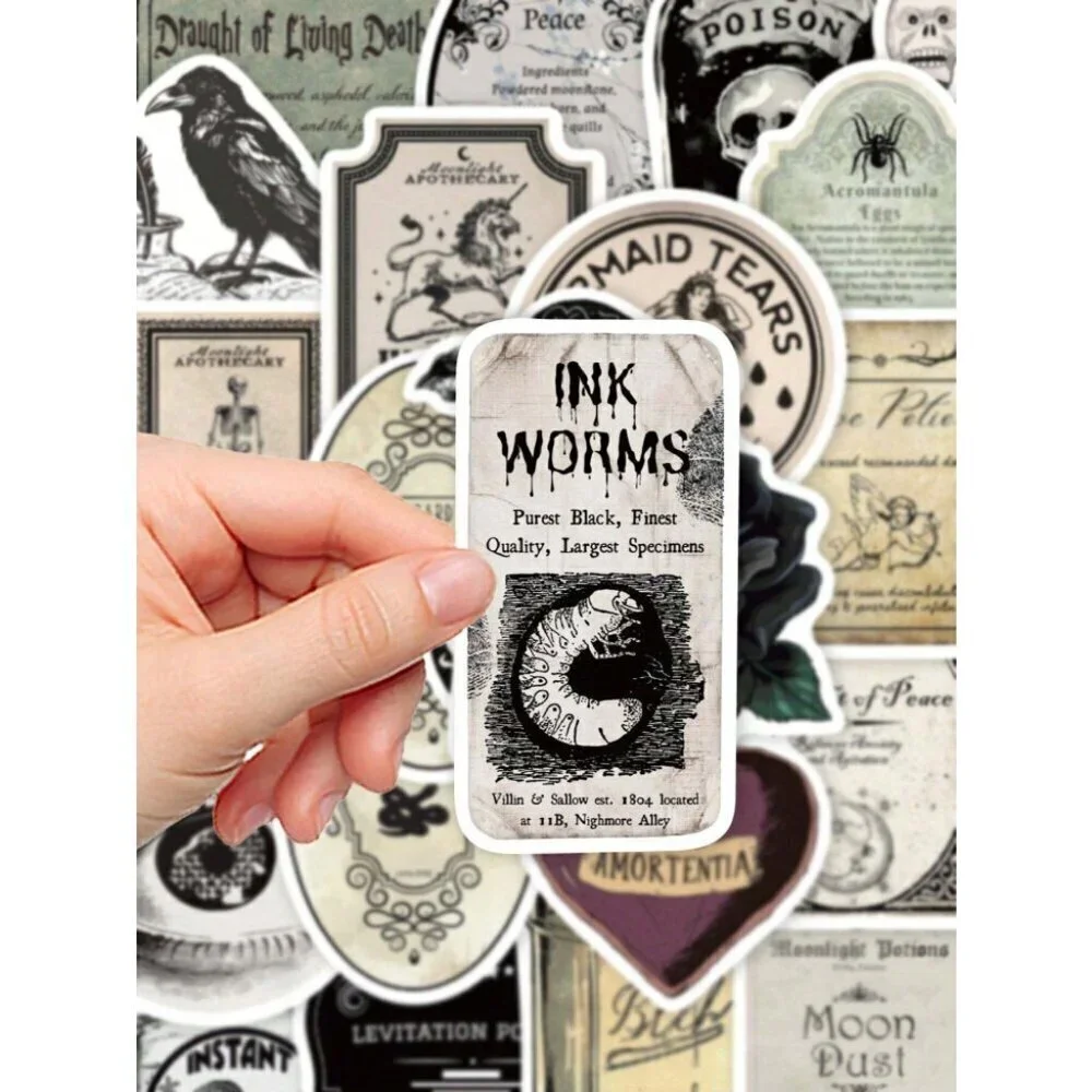 50pcs Gothic Apothecary Vintage Magic Potion Sticker Labels For Notebook